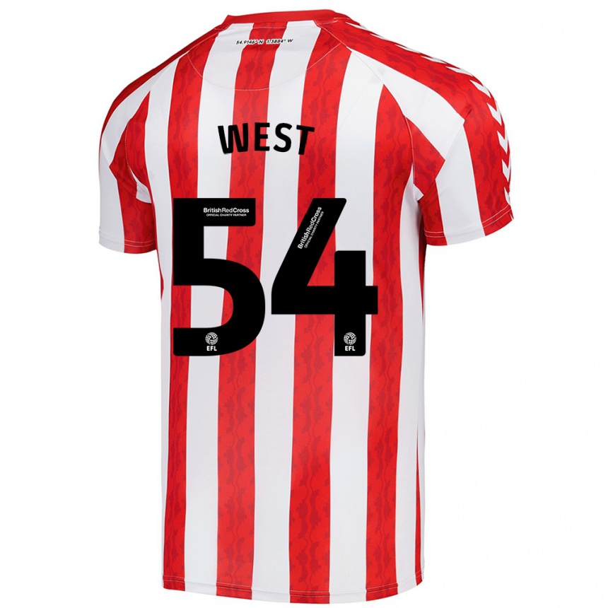 Kids Football Ella West #54 Red White Home Jersey 2024/25 T-Shirt Uk