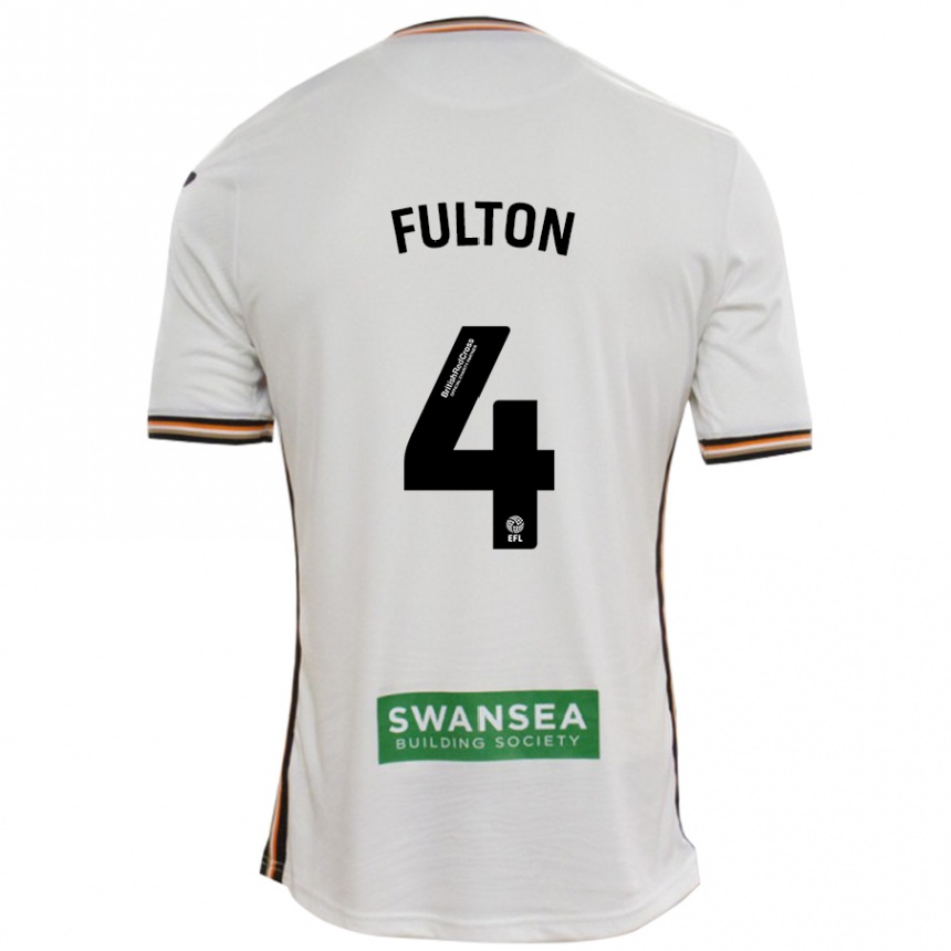 Kids Football Jay Fulton #4 White Home Jersey 2024/25 T-Shirt Uk