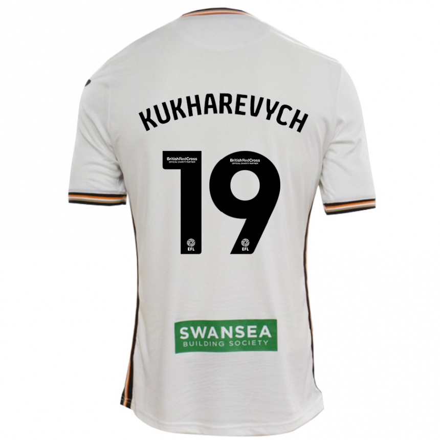 Kids Football Mykola Kukharevych #19 White Home Jersey 2024/25 T-Shirt Uk