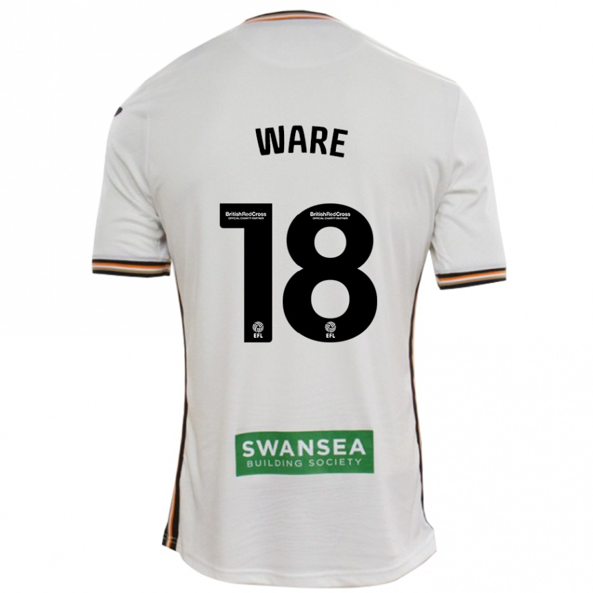 Kids Football Phoebe Ware #18 White Home Jersey 2024/25 T-Shirt Uk