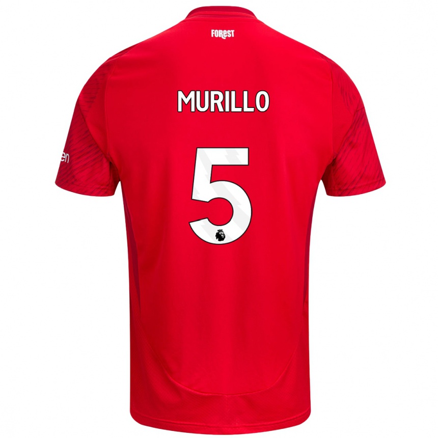 Kids Football Murillo #5 Red White Home Jersey 2024/25 T-Shirt Uk