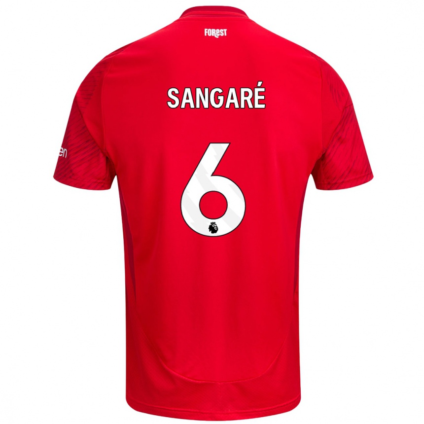 Kids Football Ibrahim Sangaré #6 Red White Home Jersey 2024/25 T-Shirt Uk