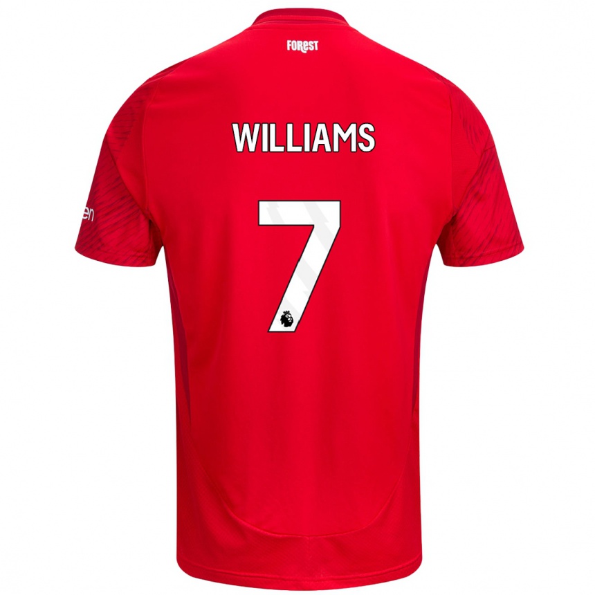 Kids Football Neco Williams #7 Red White Home Jersey 2024/25 T-Shirt Uk