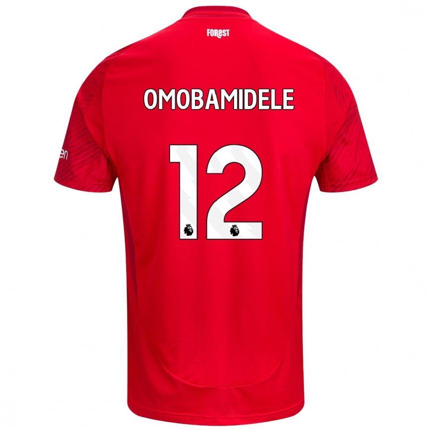 Kids Football Andrew Omobamidele #12 Red White Home Jersey 2024/25 T-Shirt Uk