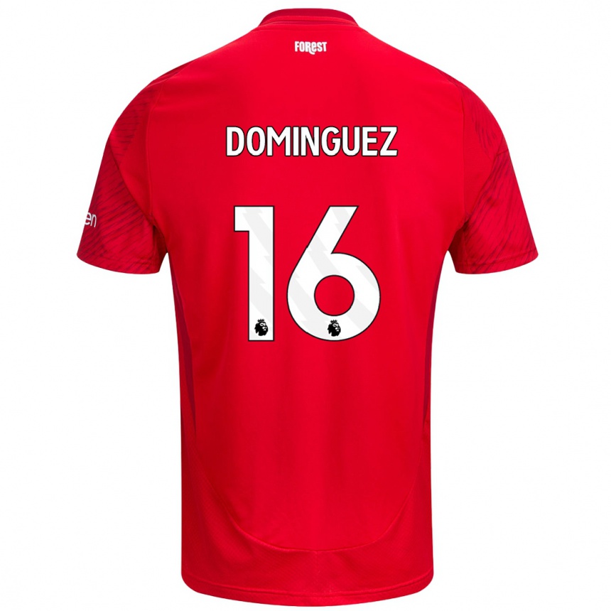 Kids Football Nicolás Domínguez #16 Red White Home Jersey 2024/25 T-Shirt Uk