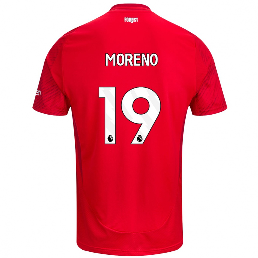 Kids Football Álex Moreno #19 Red White Home Jersey 2024/25 T-Shirt Uk