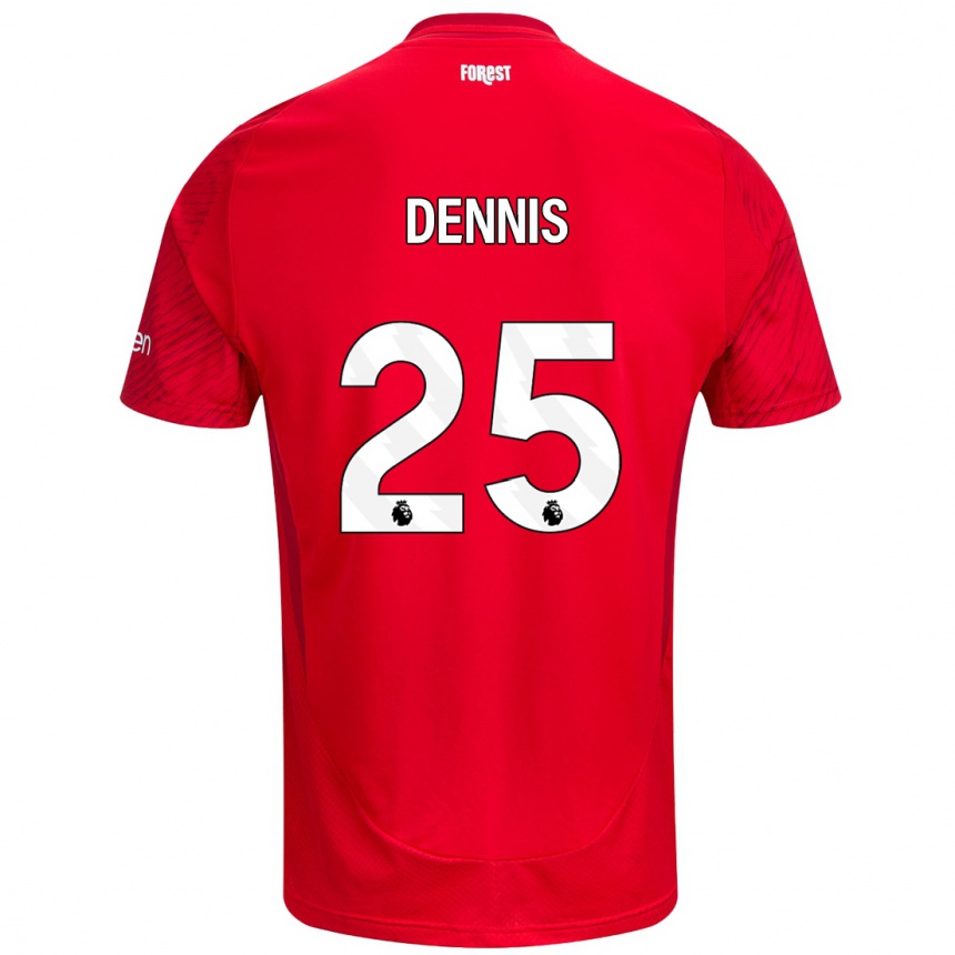 Kids Football Emmanuel Dennis #25 Red White Home Jersey 2024/25 T-Shirt Uk