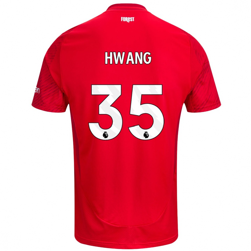 Kids Football Ui-Jo Hwang #35 Red White Home Jersey 2024/25 T-Shirt Uk