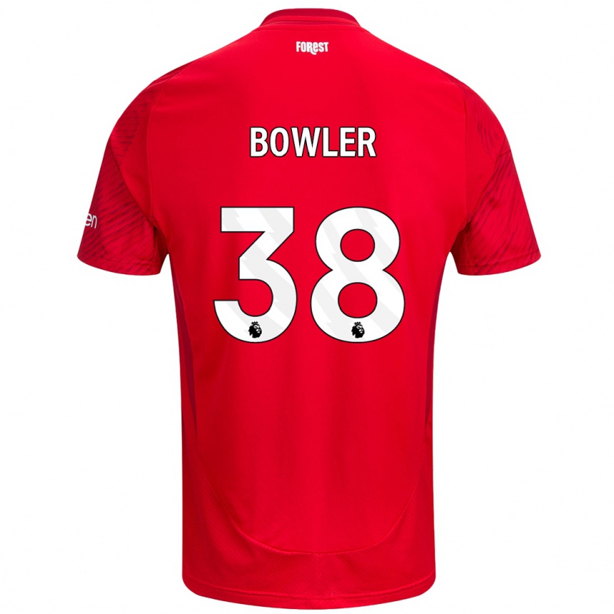 Kids Football Josh Bowler #38 Red White Home Jersey 2024/25 T-Shirt Uk