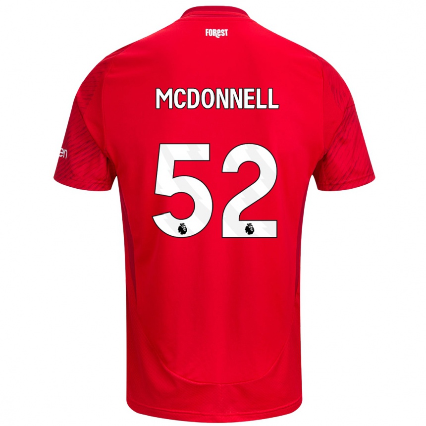 Kids Football Jamie Mcdonnell #52 Red White Home Jersey 2024/25 T-Shirt Uk