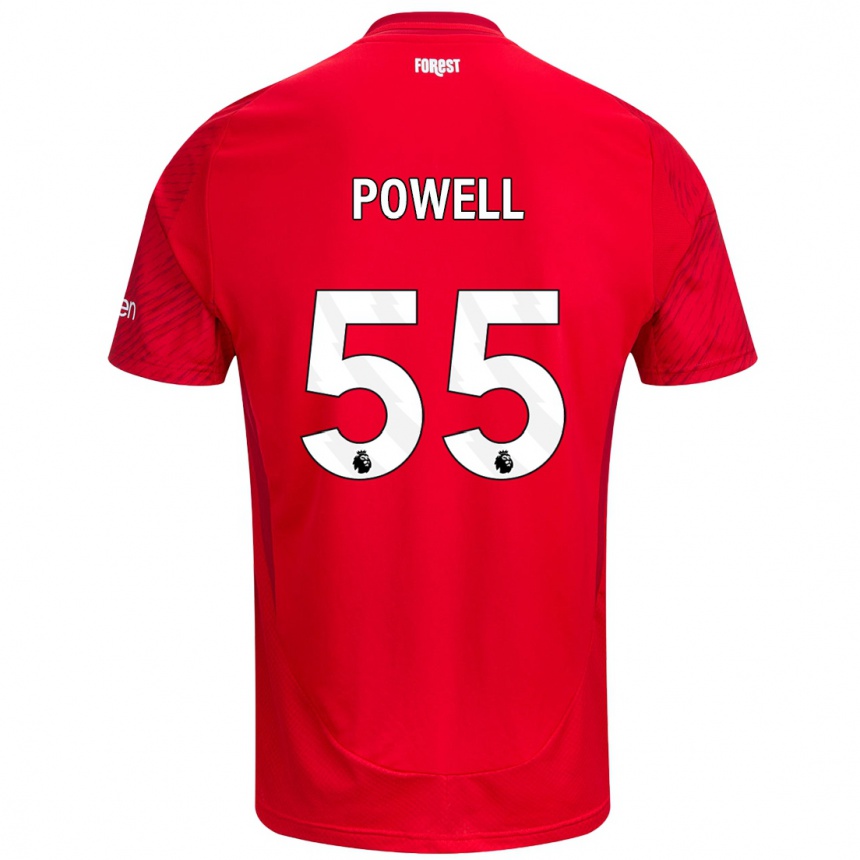 Kids Football Josh Powell #55 Red White Home Jersey 2024/25 T-Shirt Uk