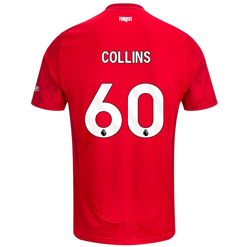 Kids Football Sam Collins #60 Red White Home Jersey 2024/25 T-Shirt Uk