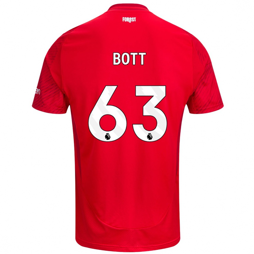 Kids Football Aaron Bott #63 Red White Home Jersey 2024/25 T-Shirt Uk