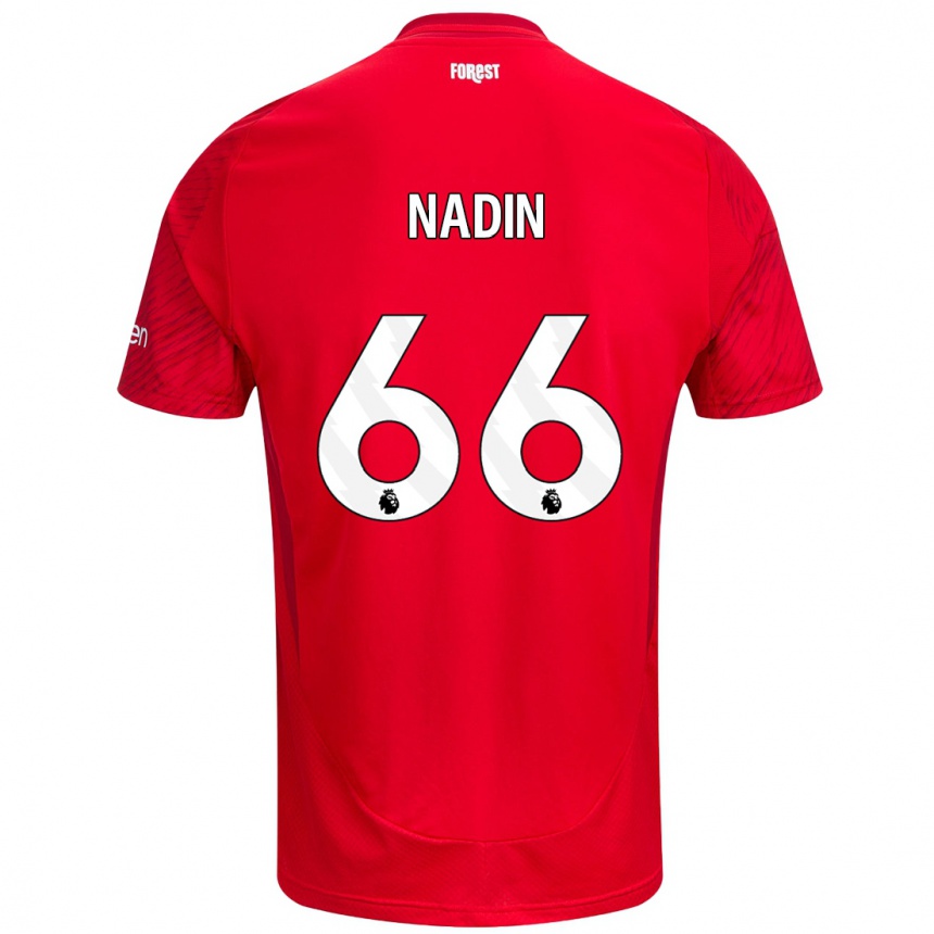 Kids Football Jack Nadin #66 Red White Home Jersey 2024/25 T-Shirt Uk