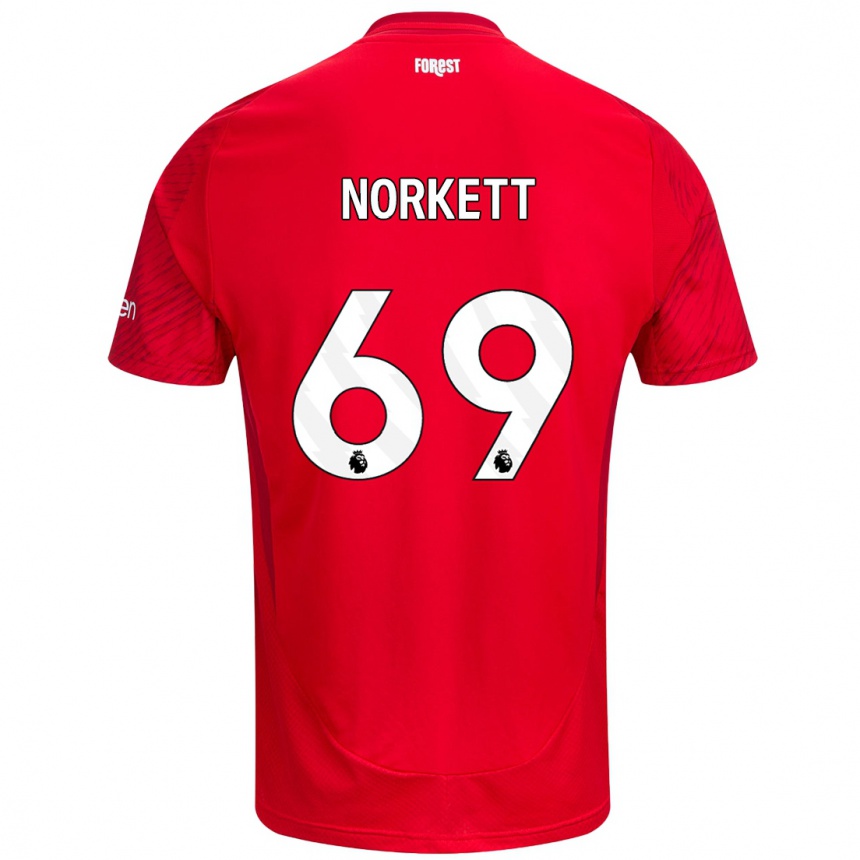 Kids Football Manni Norkett #69 Red White Home Jersey 2024/25 T-Shirt Uk