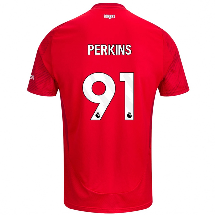 Kids Football Jack Perkins #91 Red White Home Jersey 2024/25 T-Shirt Uk