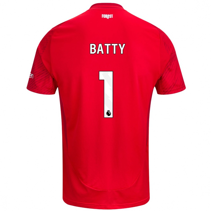 Kids Football Emily Batty #1 Red White Home Jersey 2024/25 T-Shirt Uk