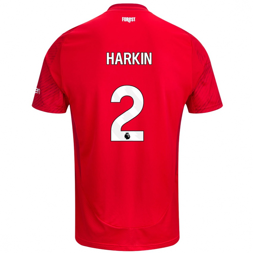 Kids Football Lyndsey Harkin #2 Red White Home Jersey 2024/25 T-Shirt Uk