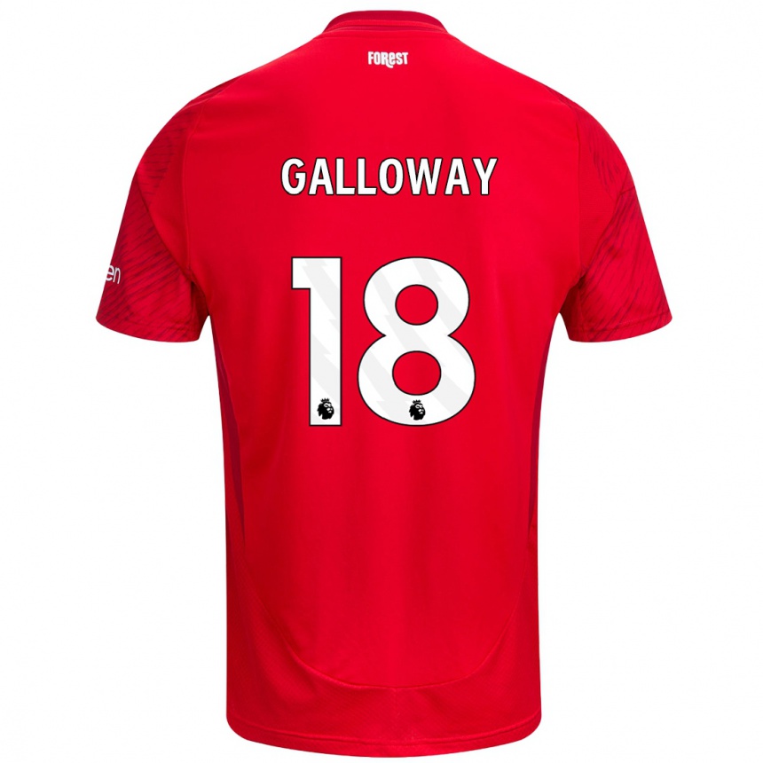 Kids Football Bridget Galloway #18 Red White Home Jersey 2024/25 T-Shirt Uk