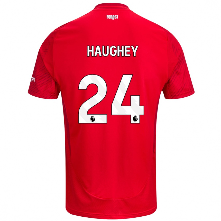 Kids Football Ella Haughey #24 Red White Home Jersey 2024/25 T-Shirt Uk