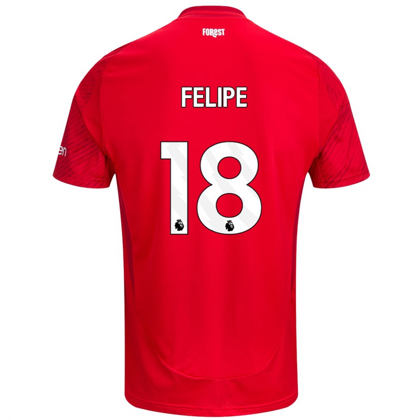 Kids Football Felipe #18 Red White Home Jersey 2024/25 T-Shirt Uk