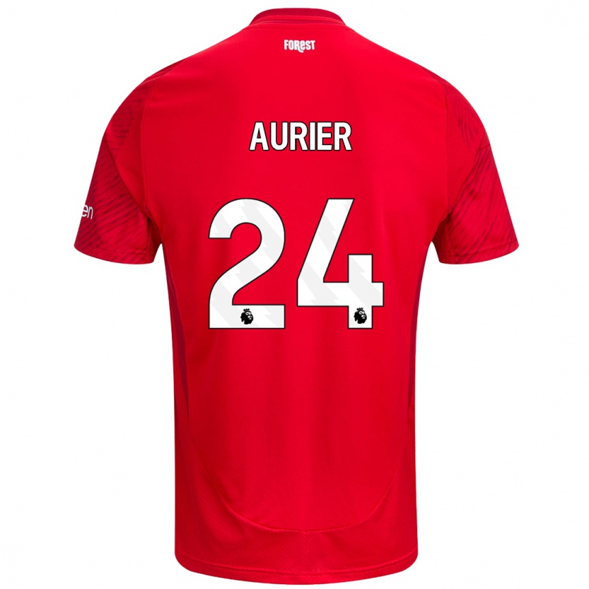 Kids Football Serge Aurier #24 Red White Home Jersey 2024/25 T-Shirt Uk