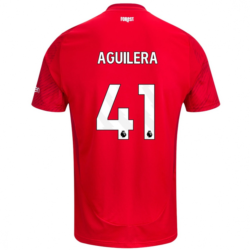 Kids Football Brandon Aguilera #41 Red White Home Jersey 2024/25 T-Shirt Uk