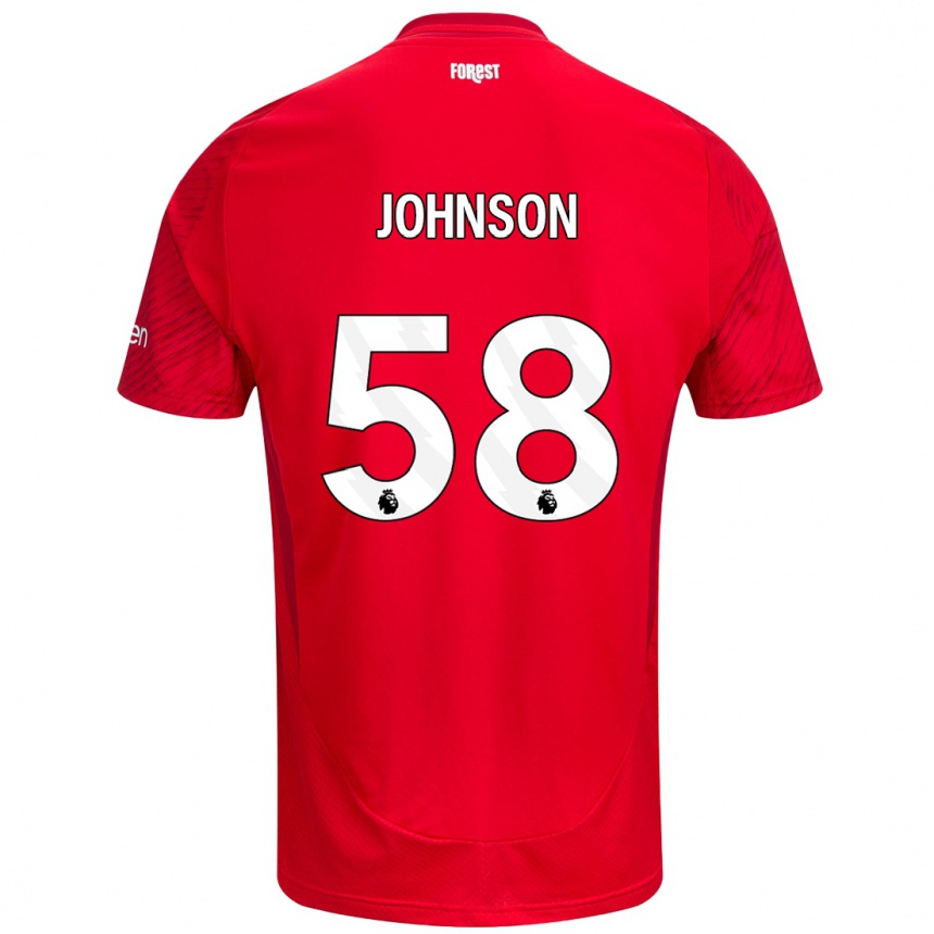 Kids Football Pharrell Johnson #58 Red White Home Jersey 2024/25 T-Shirt Uk