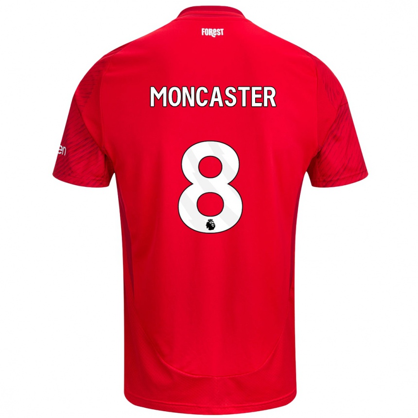 Kids Football Mai Moncaster #8 Red White Home Jersey 2024/25 T-Shirt Uk