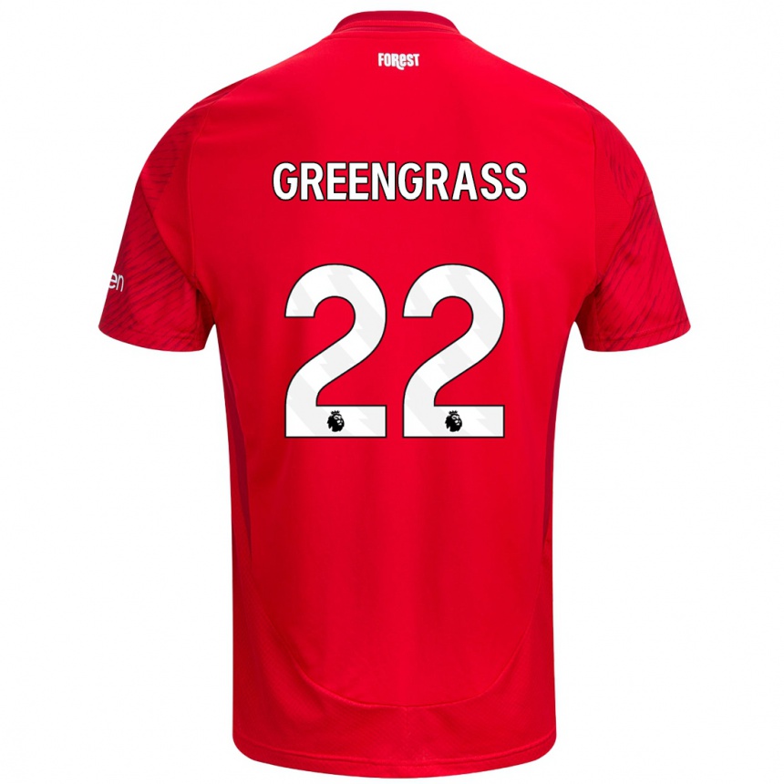 Kids Football Charlotte Greengrass #22 Red White Home Jersey 2024/25 T-Shirt Uk