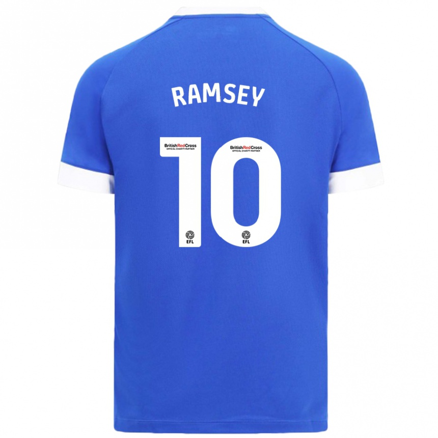 Kids Football Aaron Ramsey #10 Sky Blue Home Jersey 2024/25 T-Shirt Uk