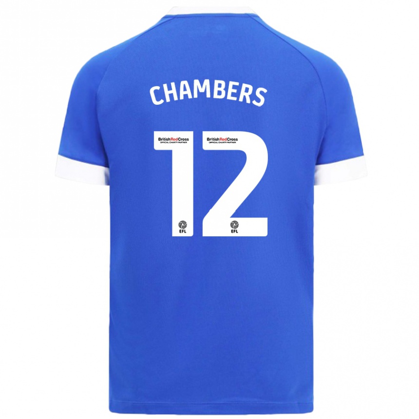 Kids Football Calum Chambers #12 Sky Blue Home Jersey 2024/25 T-Shirt Uk