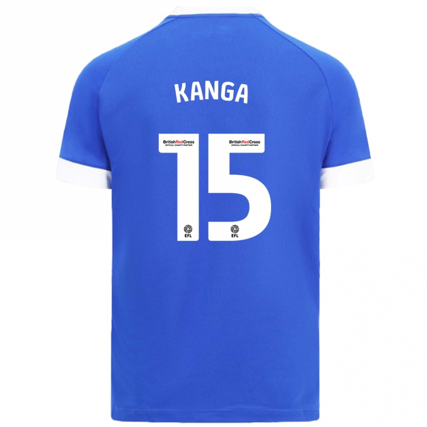 Kids Football Wilfried Kanga #15 Sky Blue Home Jersey 2024/25 T-Shirt Uk