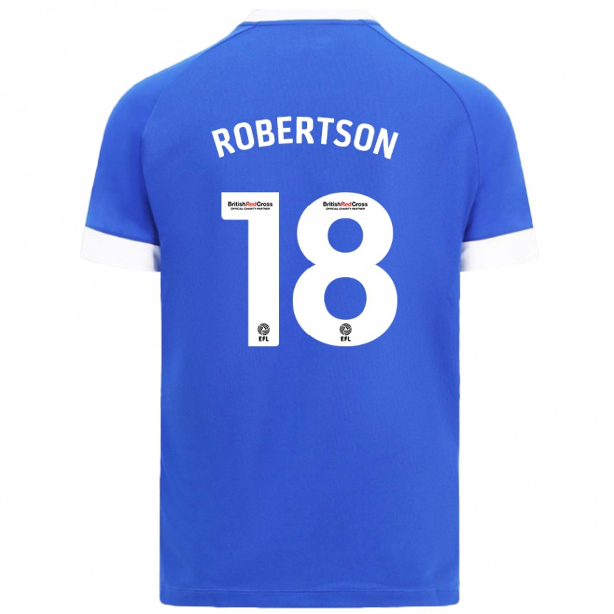 Kids Football Alex Robertson #18 Sky Blue Home Jersey 2024/25 T-Shirt Uk