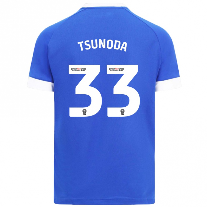 Kids Football Ryotaro Tsunoda #33 Sky Blue Home Jersey 2024/25 T-Shirt Uk