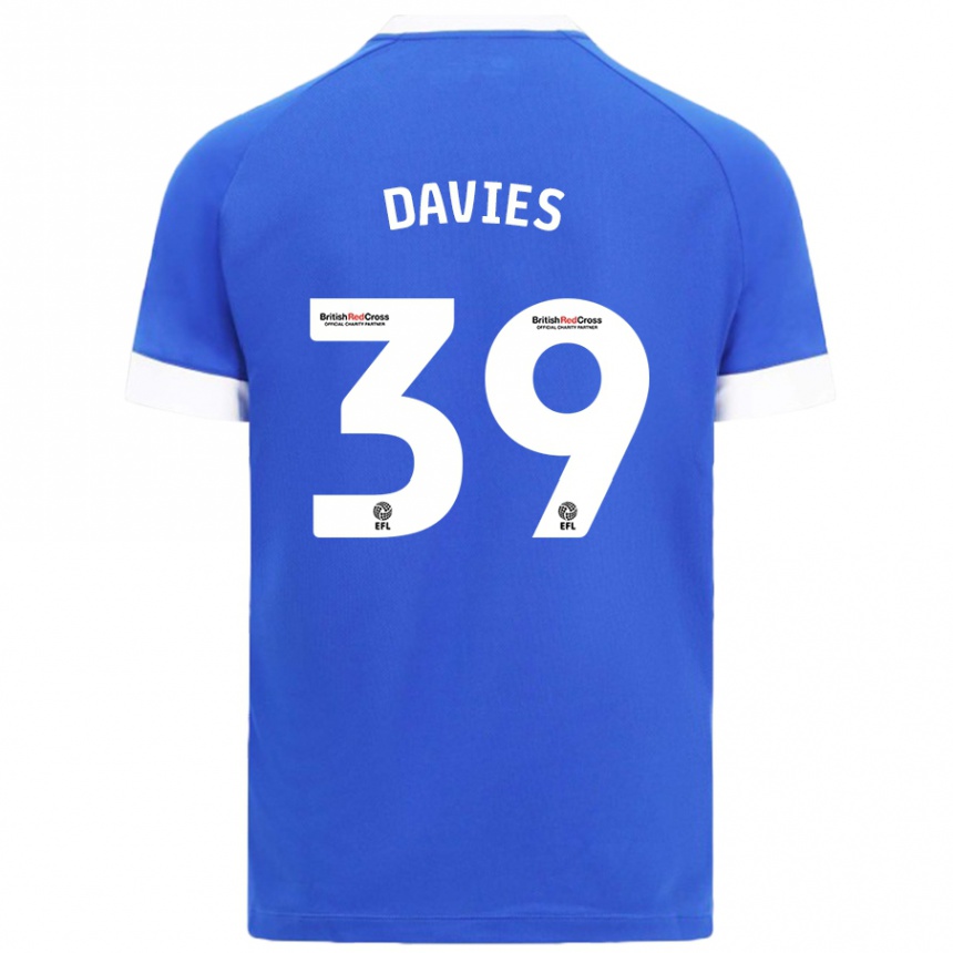 Kids Football Isaak Davies #39 Sky Blue Home Jersey 2024/25 T-Shirt Uk