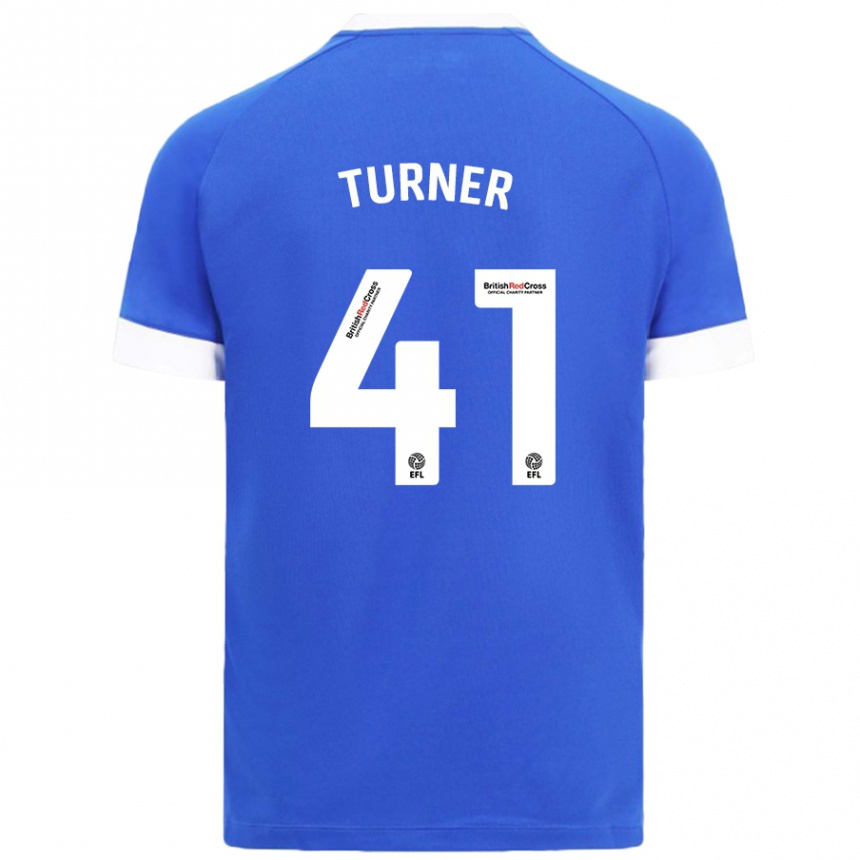 Kids Football Matthew Turner #41 Sky Blue Home Jersey 2024/25 T-Shirt Uk