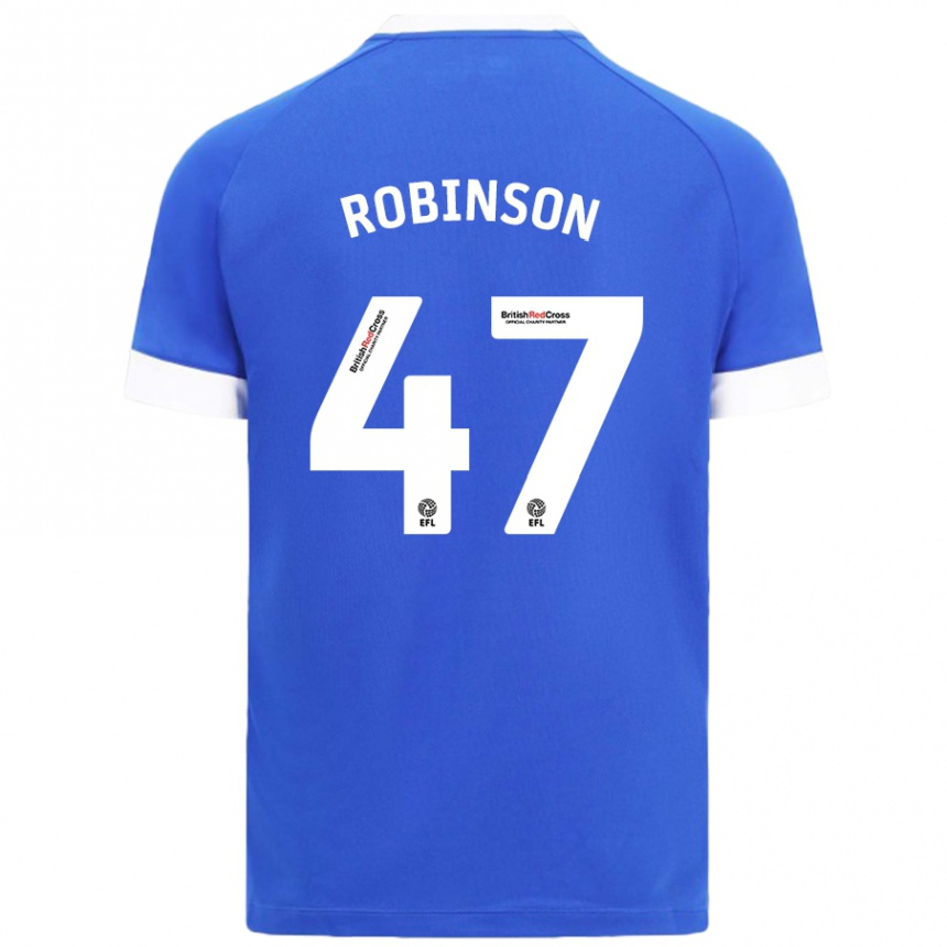 Kids Football Callum Robinson #47 Sky Blue Home Jersey 2024/25 T-Shirt Uk