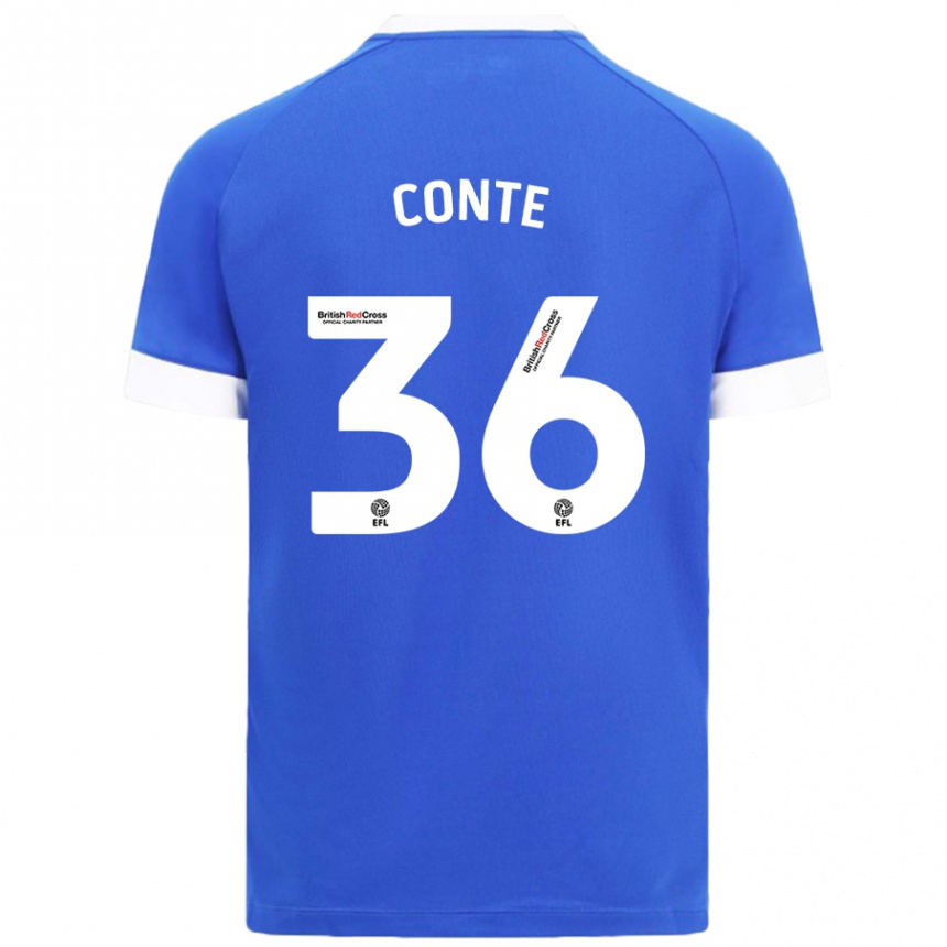 Kids Football Raheem Conte #36 Sky Blue Home Jersey 2024/25 T-Shirt Uk