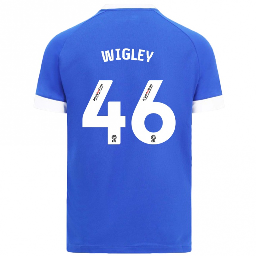 Kids Football Morgan Wigley #46 Sky Blue Home Jersey 2024/25 T-Shirt Uk