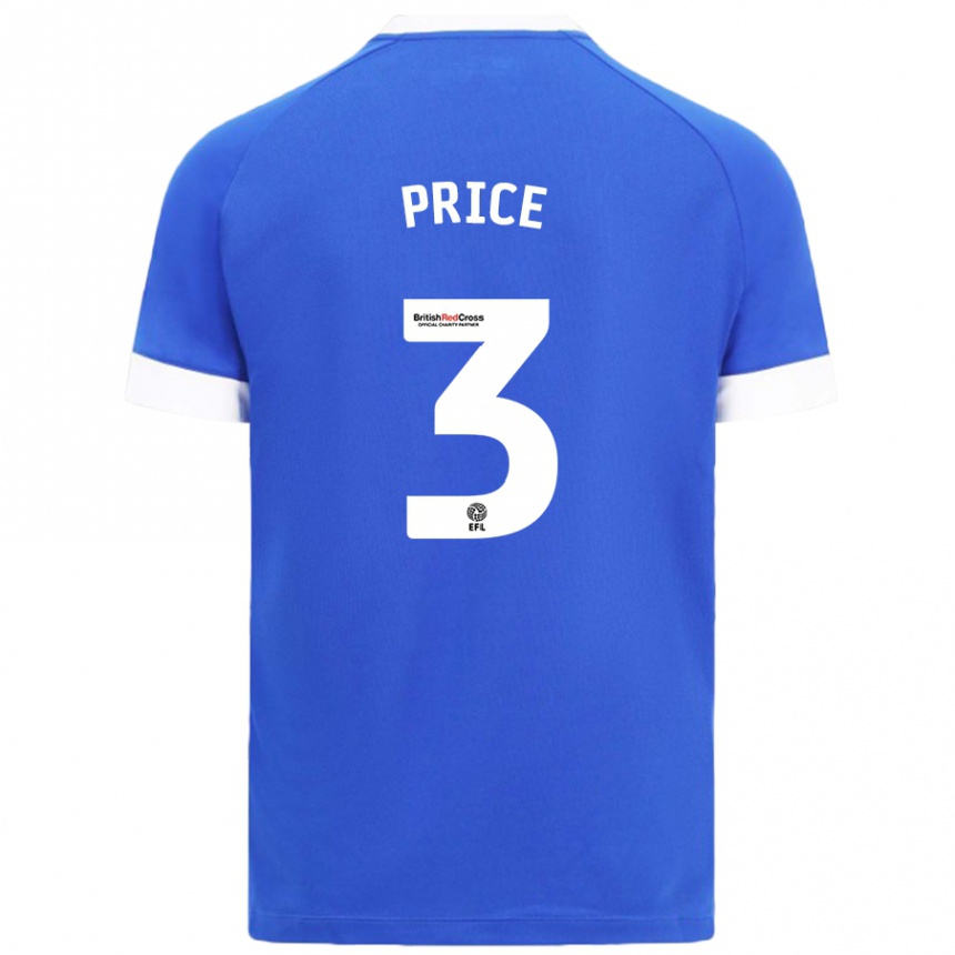 Kids Football Ffion Price #3 Sky Blue Home Jersey 2024/25 T-Shirt Uk