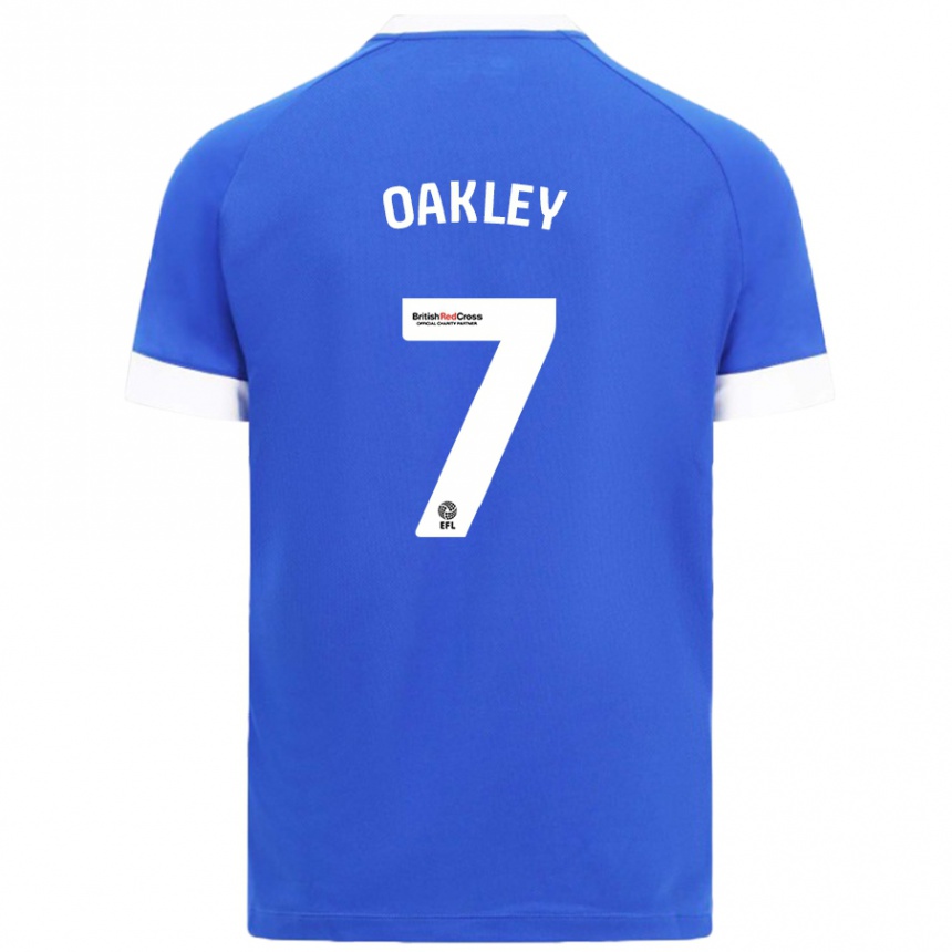 Kids Football Rhianne Oakley #7 Sky Blue Home Jersey 2024/25 T-Shirt Uk