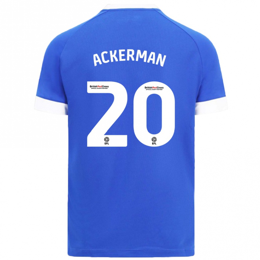 Kids Football Mali Ackerman #20 Sky Blue Home Jersey 2024/25 T-Shirt Uk