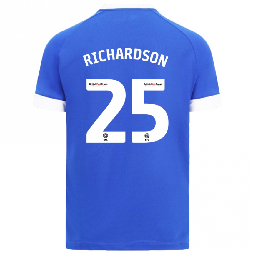 Kids Football Tija Richardson #25 Sky Blue Home Jersey 2024/25 T-Shirt Uk