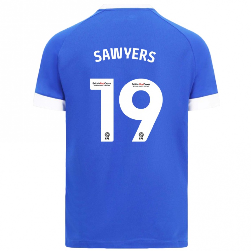 Kids Football Romaine Sawyers #19 Sky Blue Home Jersey 2024/25 T-Shirt Uk