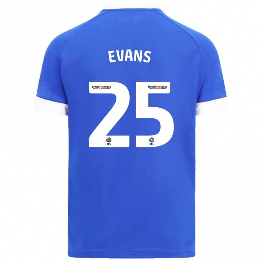 Kids Football Kieron Evans #25 Sky Blue Home Jersey 2024/25 T-Shirt Uk