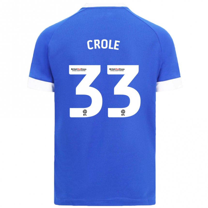 Kids Football James Crole #33 Sky Blue Home Jersey 2024/25 T-Shirt Uk