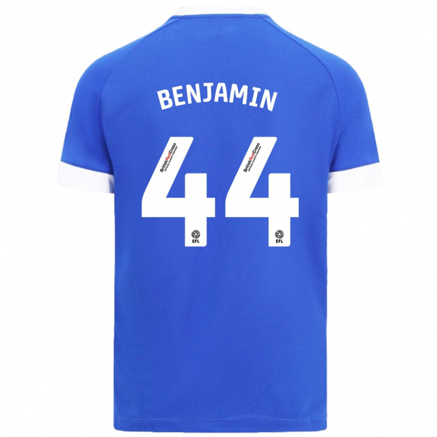 Kids Football Xavier Benjamin #44 Sky Blue Home Jersey 2024/25 T-Shirt Uk