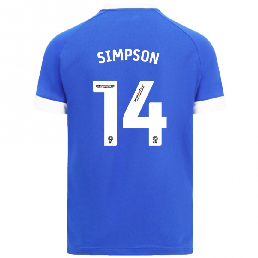 Kids Football Jasmine Simpson #14 Sky Blue Home Jersey 2024/25 T-Shirt Uk