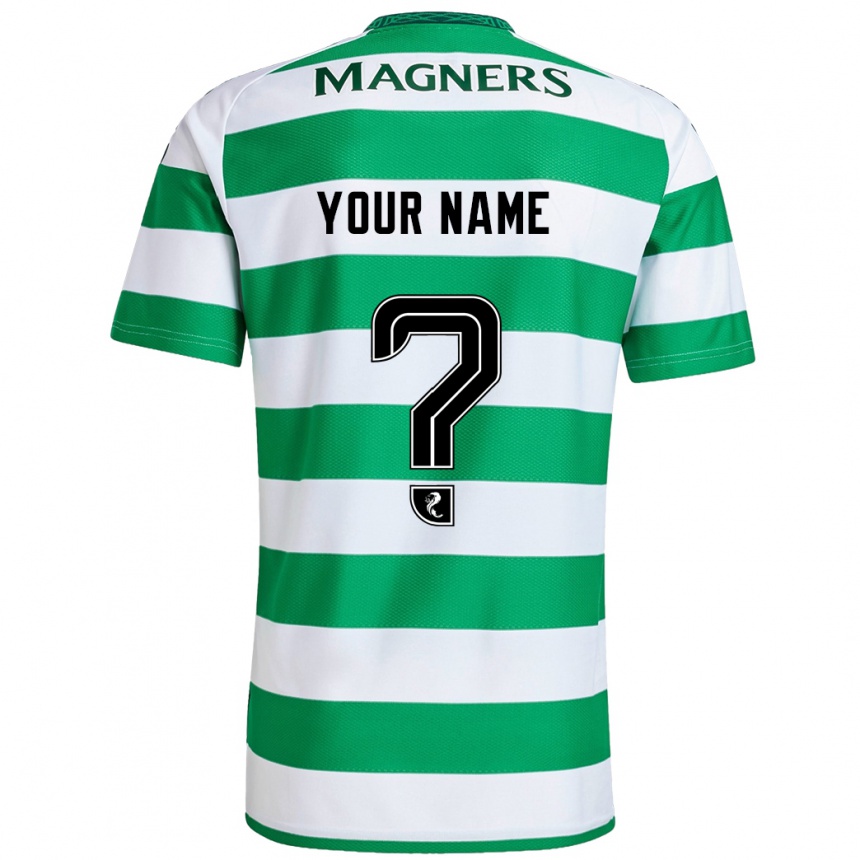 Kids Football Your Name #0 Green White Home Jersey 2024/25 T-Shirt Uk